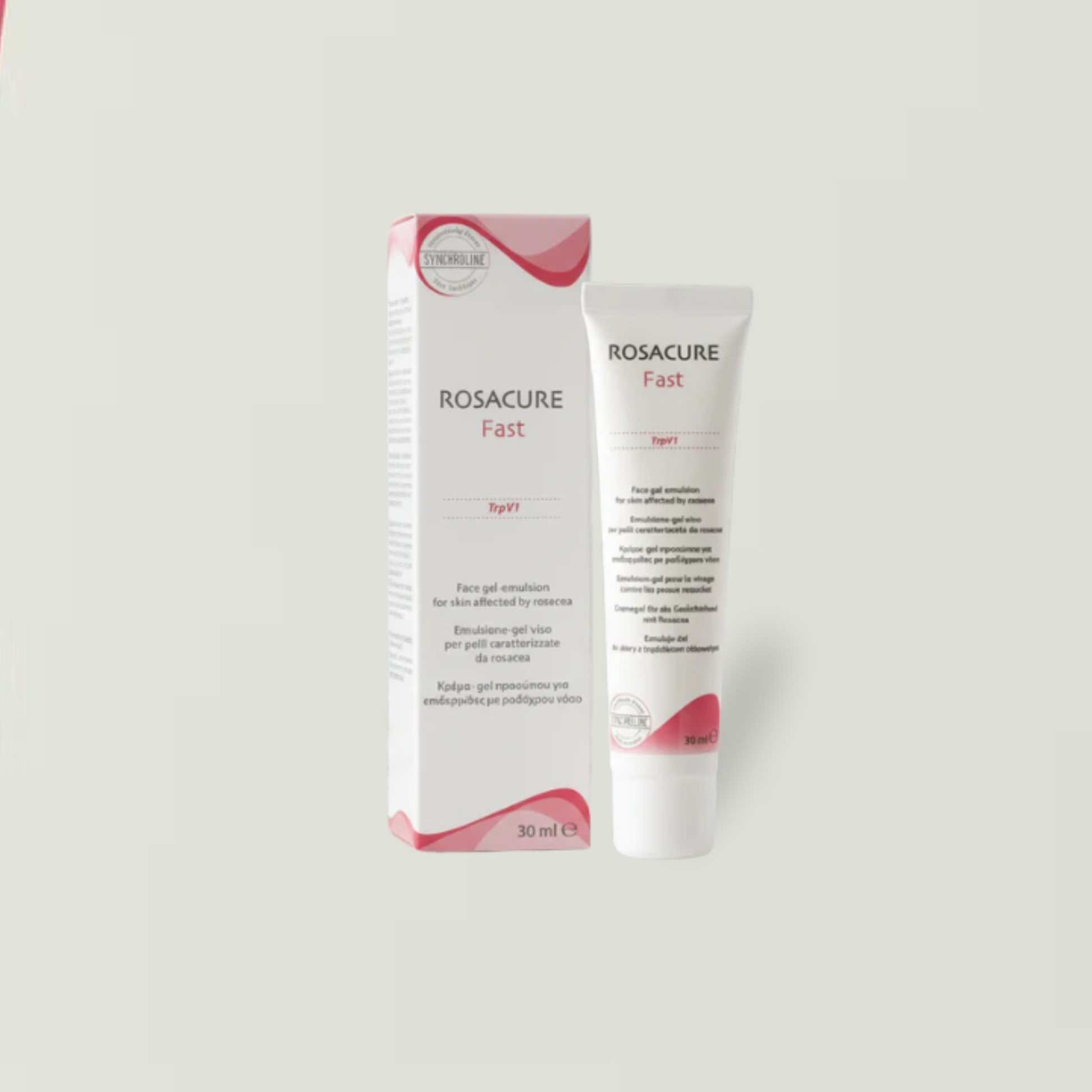 Rosacure Fast cream tube and packaging on a light gray background - Ultimate Treatment for Rosacea